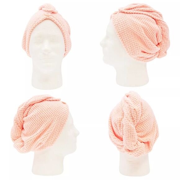 Smart Home Plush Pink Bath Towel, Hand Towel and Hair Turban Set, 3 Pieces - Picture 3 of 8